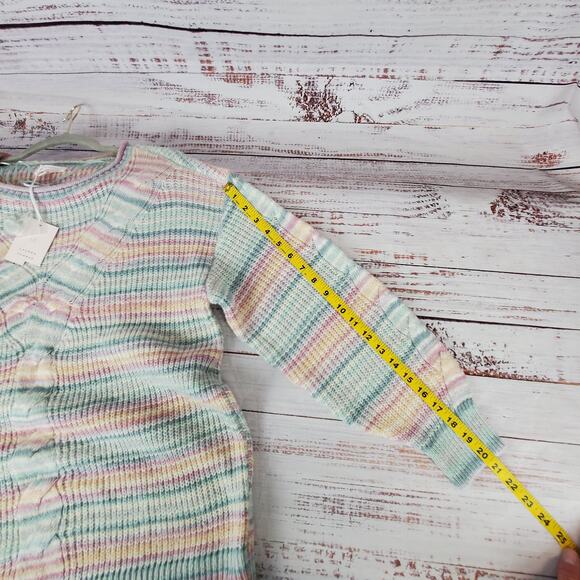 Lauren Conrad Rainbow Cable Knit Crochet Sweater Oversized Tunic Size M NWT - Picture 13 of 13